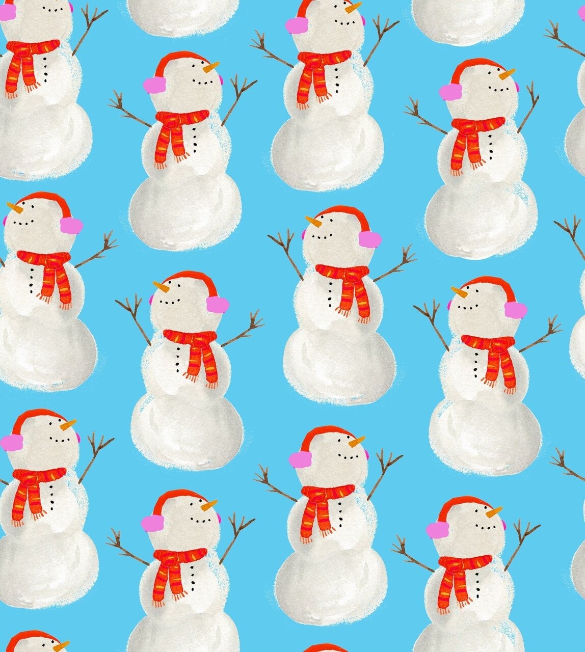 Fabric Traditions Christmas Best in Snow-Man Blue 100% Cotton Price Per Yard